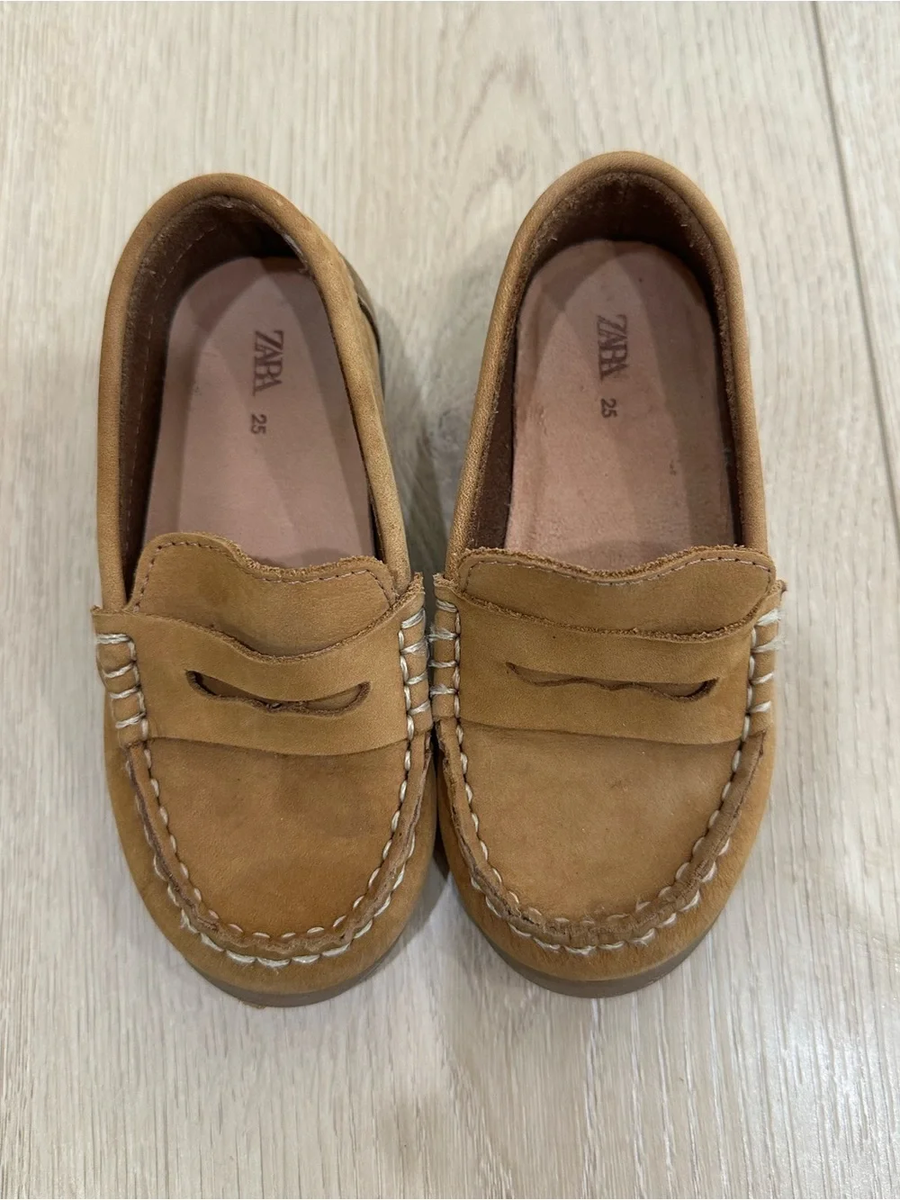Zara Kids Tan Suede Moccasin Loafers